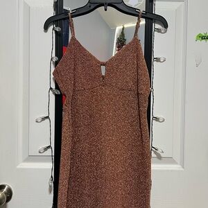 Wild Fable Strapless Brown Glitter Dress